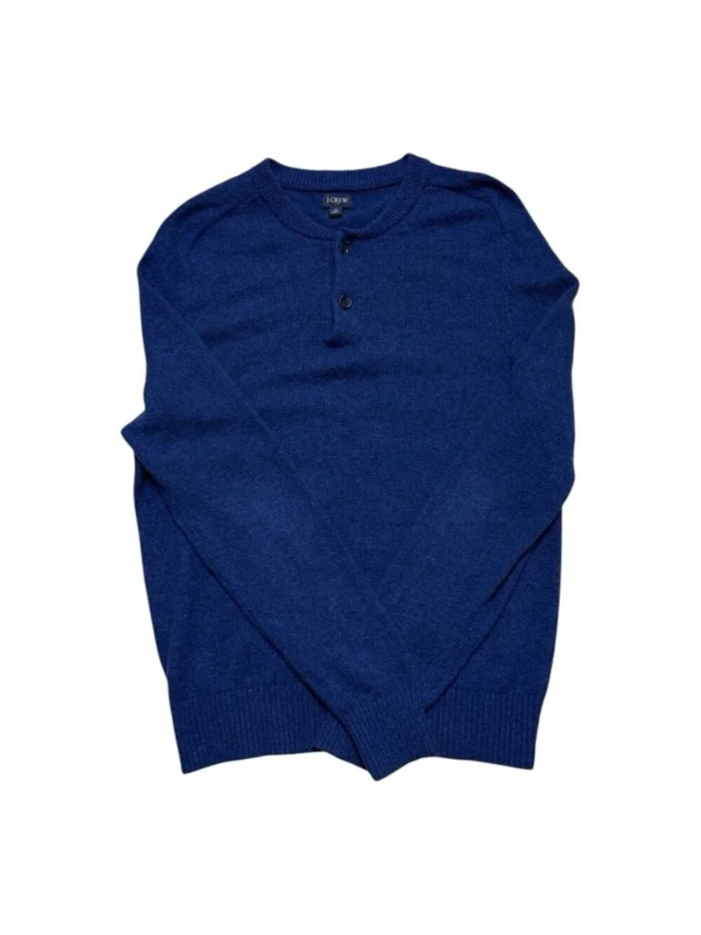 J.Crew Men’s Medium Lambswool Blend Henley Sweater Blue Button Neck Knit